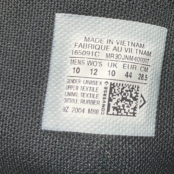 Converse Mens Size 165091C CTAS Space Racer Sport Black Canvas Hi Top Sneaker - Picture 10 of 11